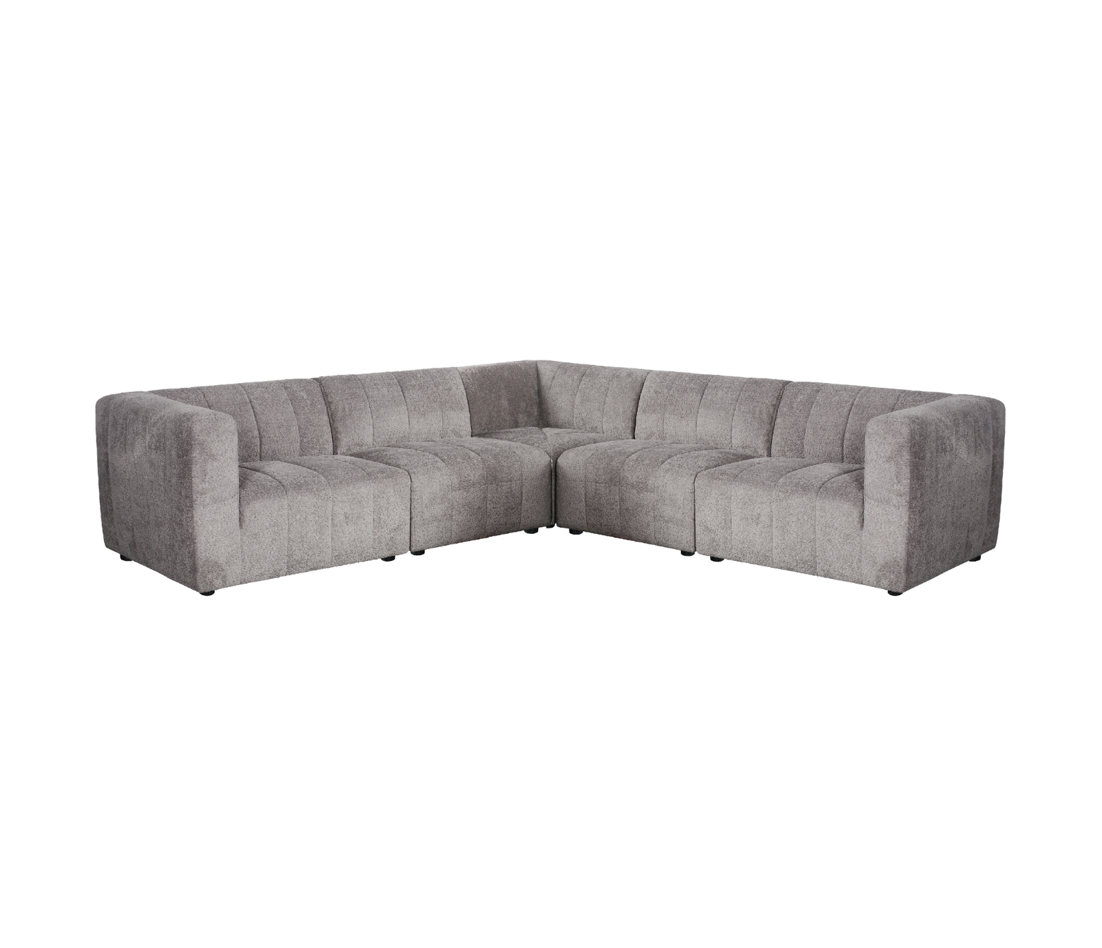 Lauren 5 Piece Sectional - Pewter Boucle Fabric