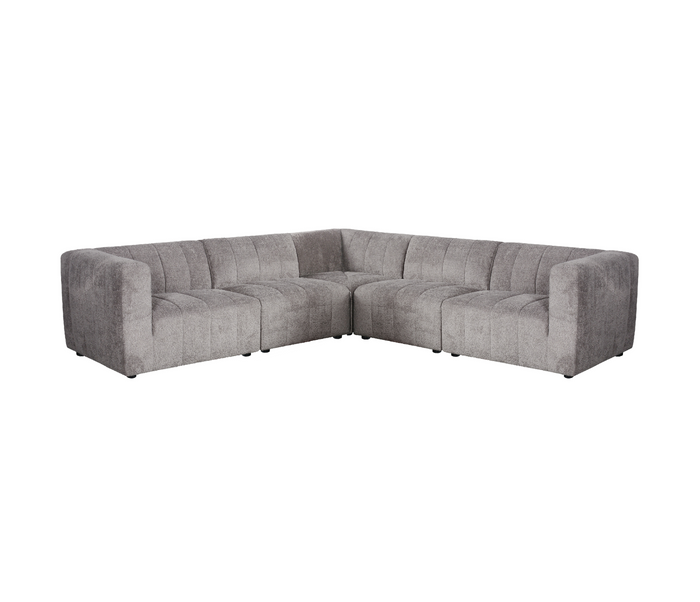 Lauren 5 Piece Sectional - Pewter Boucle