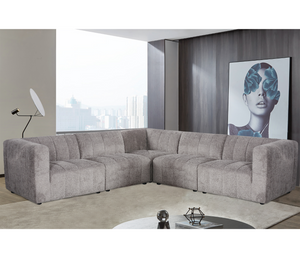 Lauren 5 Piece Sectional - Pewter Boucle