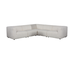 Lauren 5 Piece Sectional - Ivory Boucle Fabric