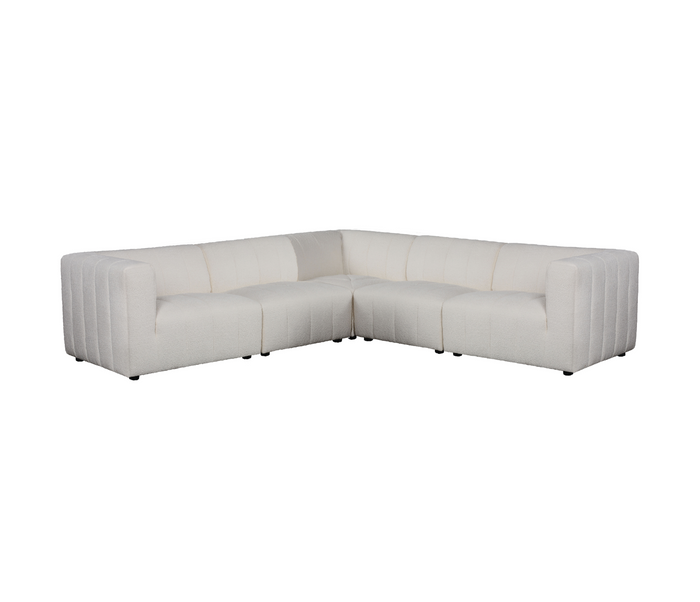Lauren 5 Piece Sectional - Ivory Boucle