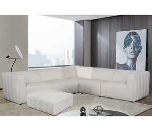 Lauren 5 Piece Sectional - Ivory Boucle