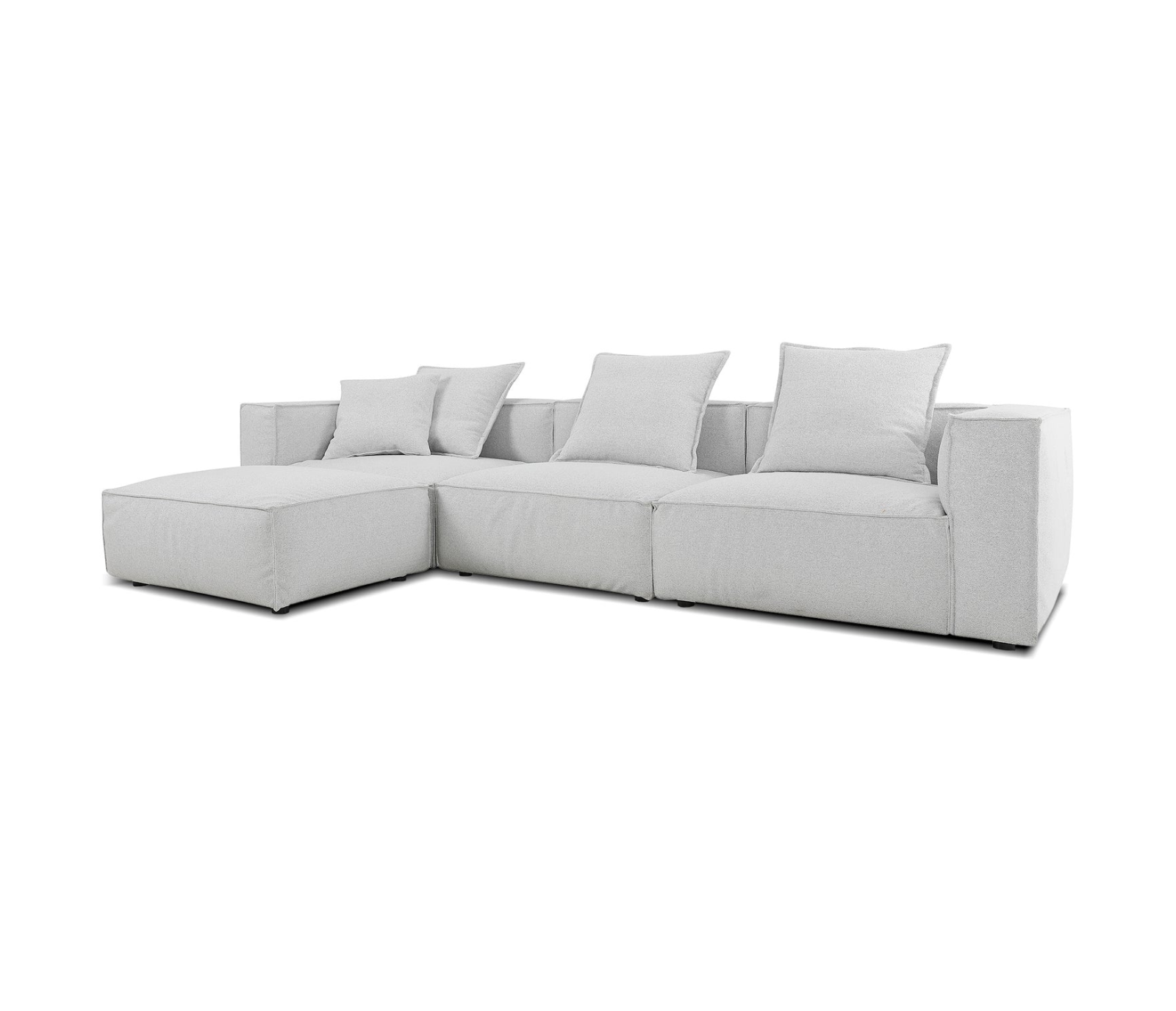 Malta 4 Piece Sectional - Clamshell Grey Fabric