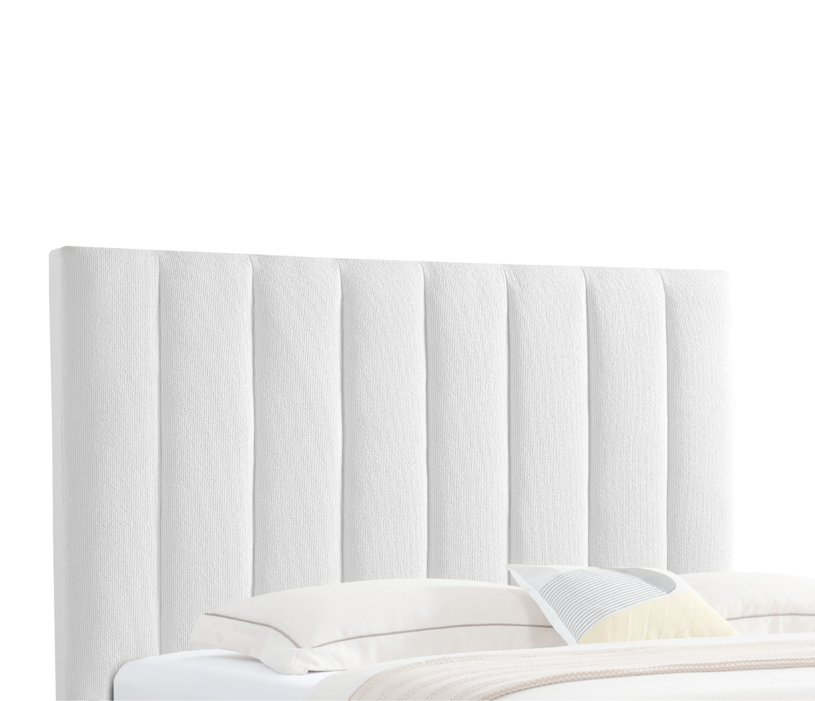 Marcel Upholstered Bed w/ Lift Storage - Blanco White Fabric