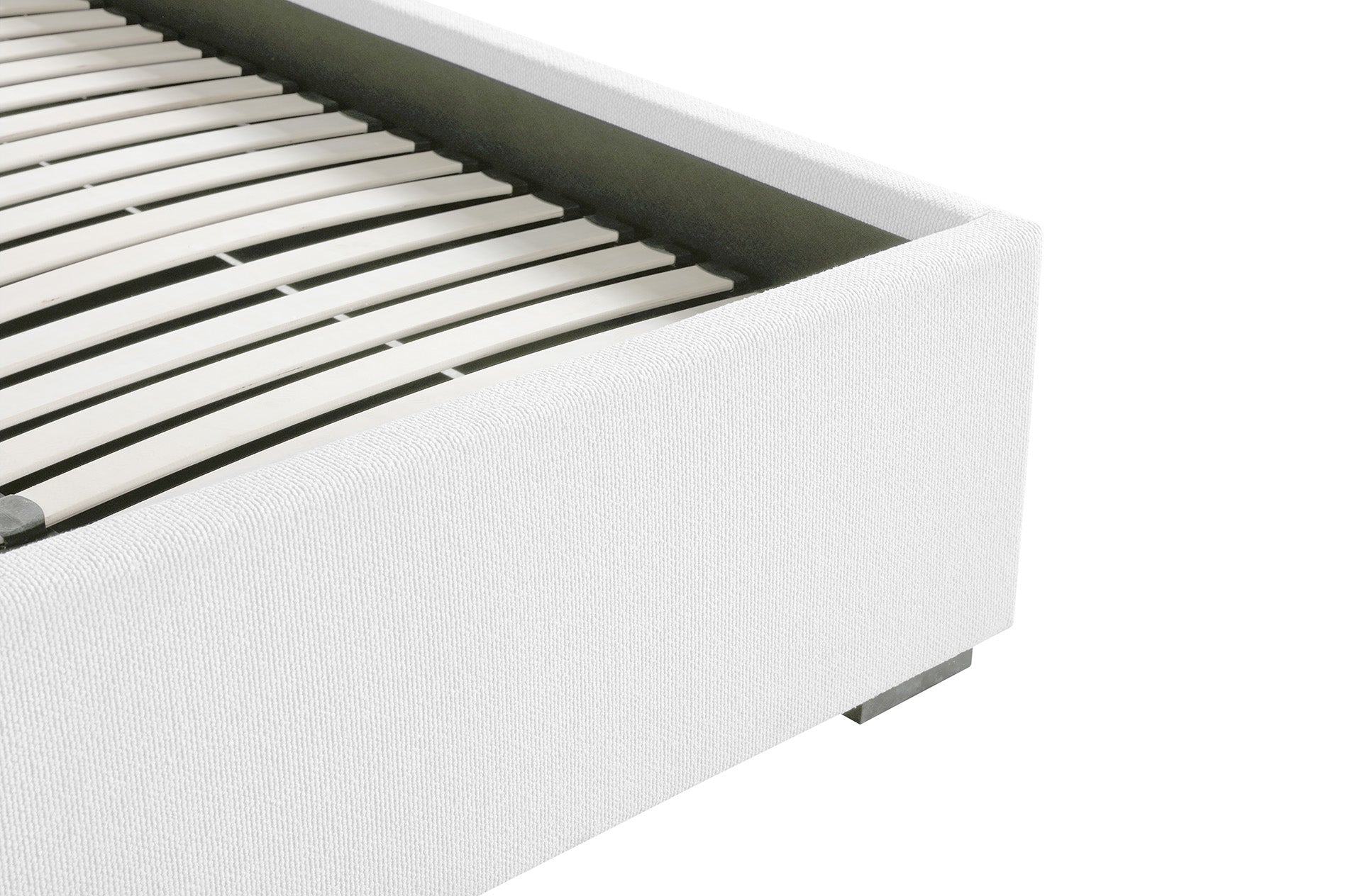 Marcel Upholstered Bed w/ Lift Storage - Blanco White Fabric