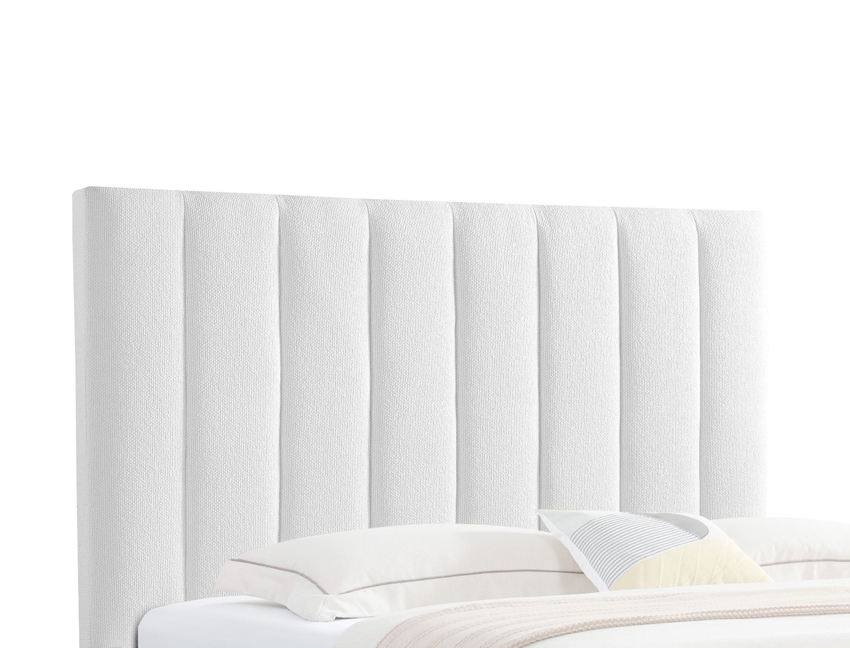 Marcel Upholstered Bed w/ Lift Storage - Blanco White Fabric