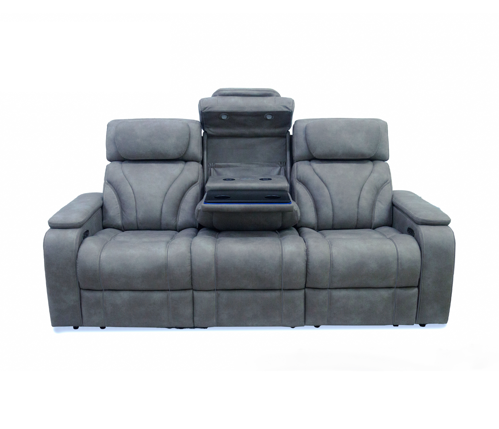 Maverick Sofa - Power Reclining w/ Power Headrests - Steel Blue Fabric