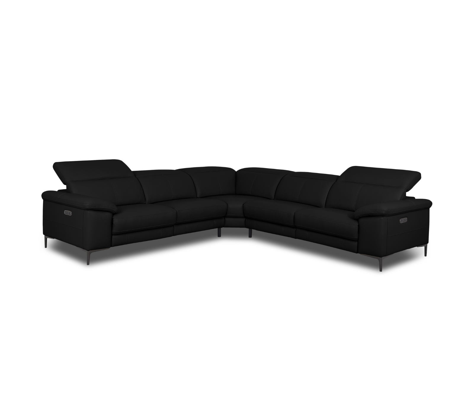 Monaco 5 Power Reclining Sectional - Black Leather