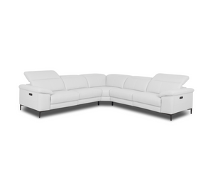 Monaco 5 Piece Power Reclining Sectional - White