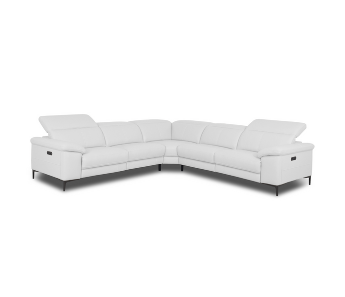 Monaco 5 Piece Power Reclining Sectional - White