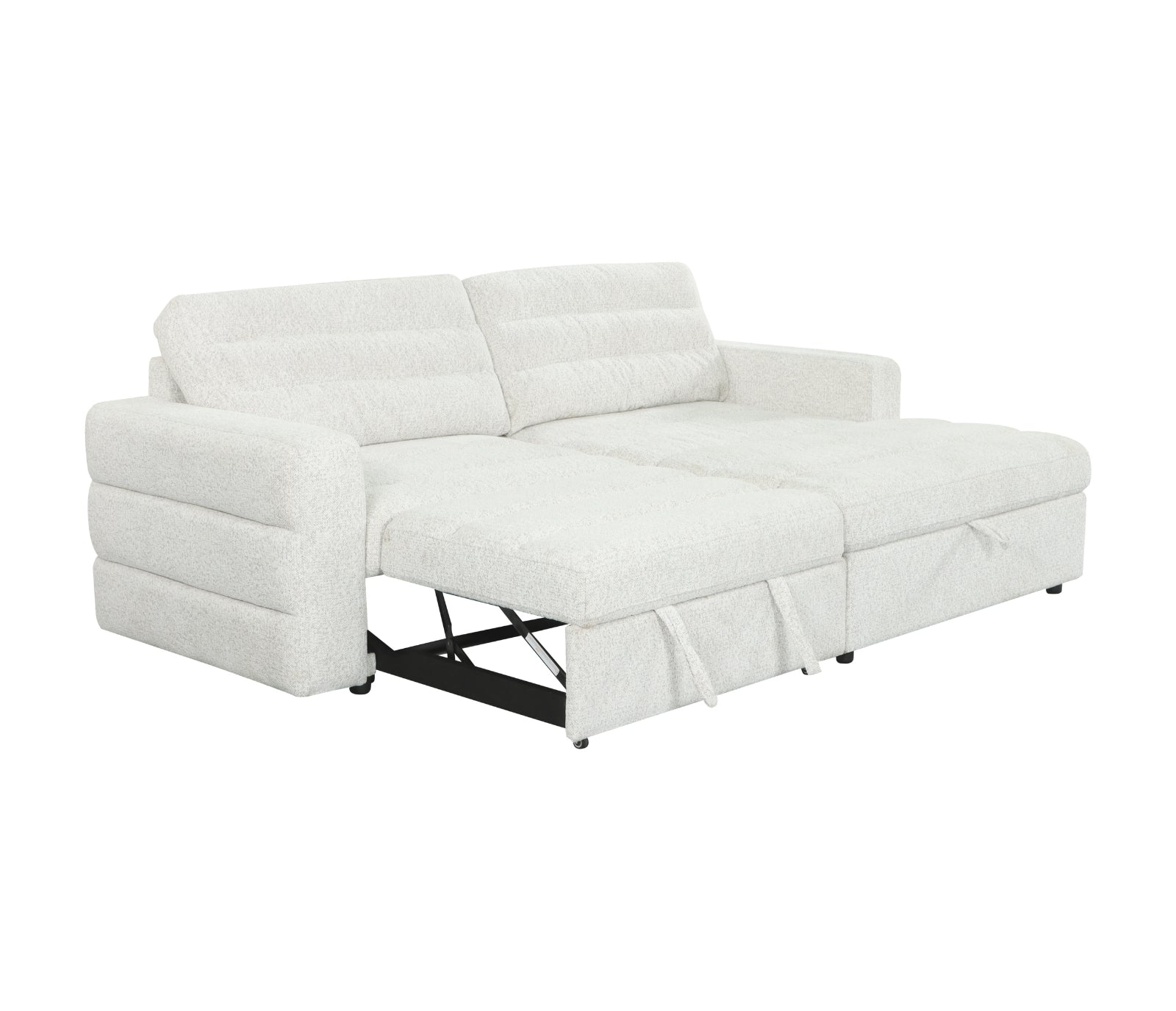 Montclair 2 Piece Sectional w/ Pull-Out Sleeper - Ivory Pebble Fabric