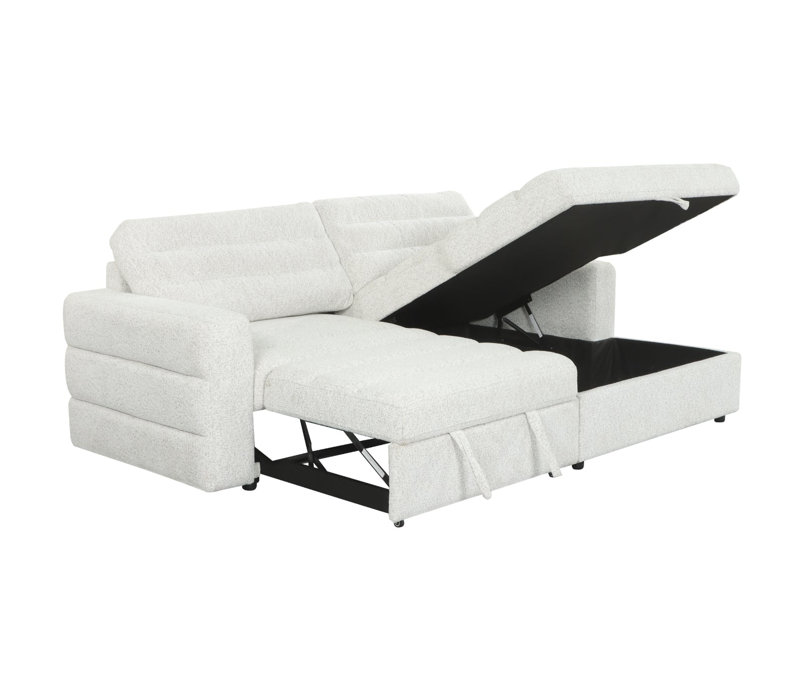 Montclair 2 Piece Sectional w/ Pull-Out Sleeper - Ivory Pebble Fabric