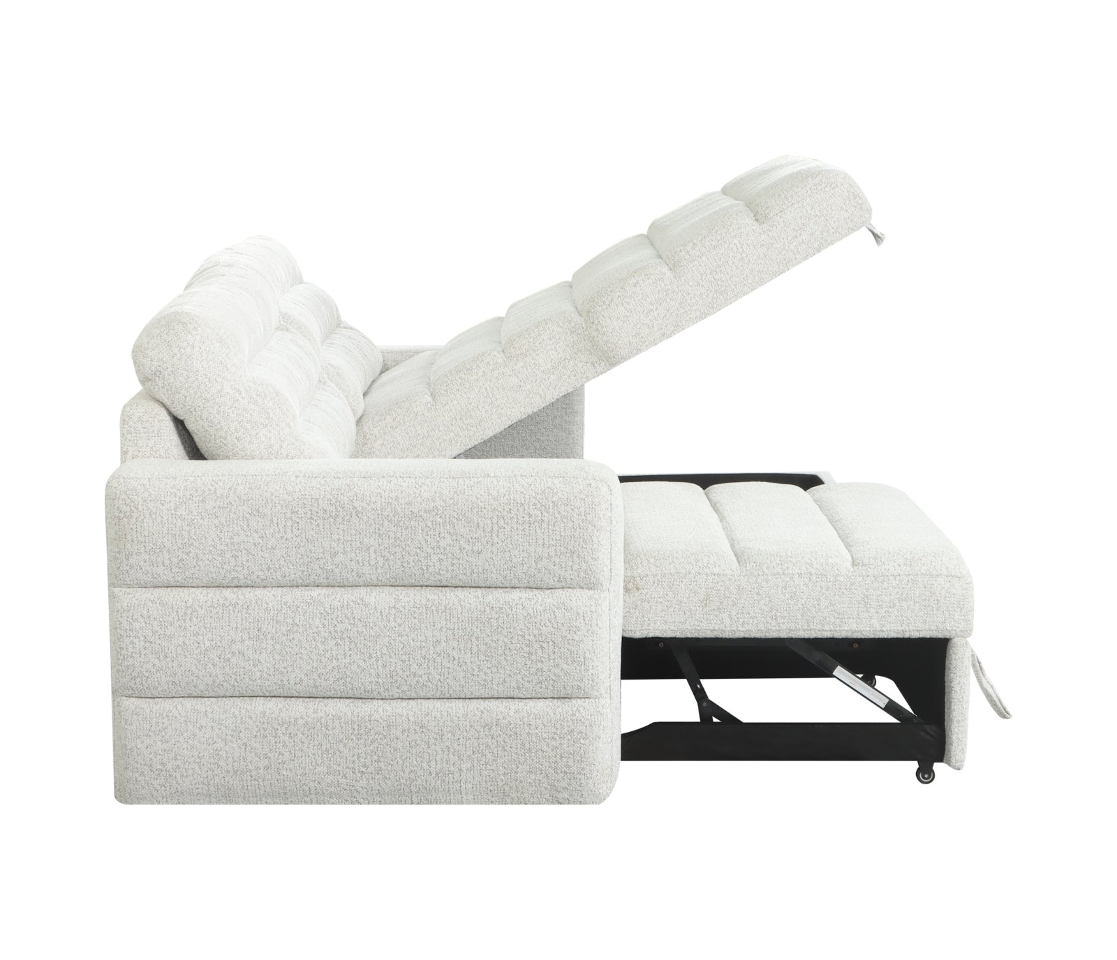 Montclair 2 Piece Sectional w/ Pull-Out Sleeper - Ivory Pebble Fabric