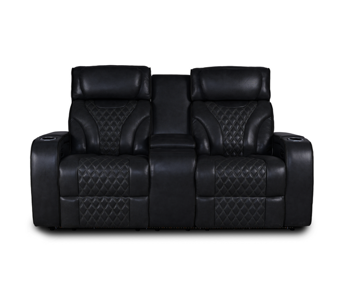 Nexus Loveseat w/ Console - Power Reclining w/ Power Headrests - Black