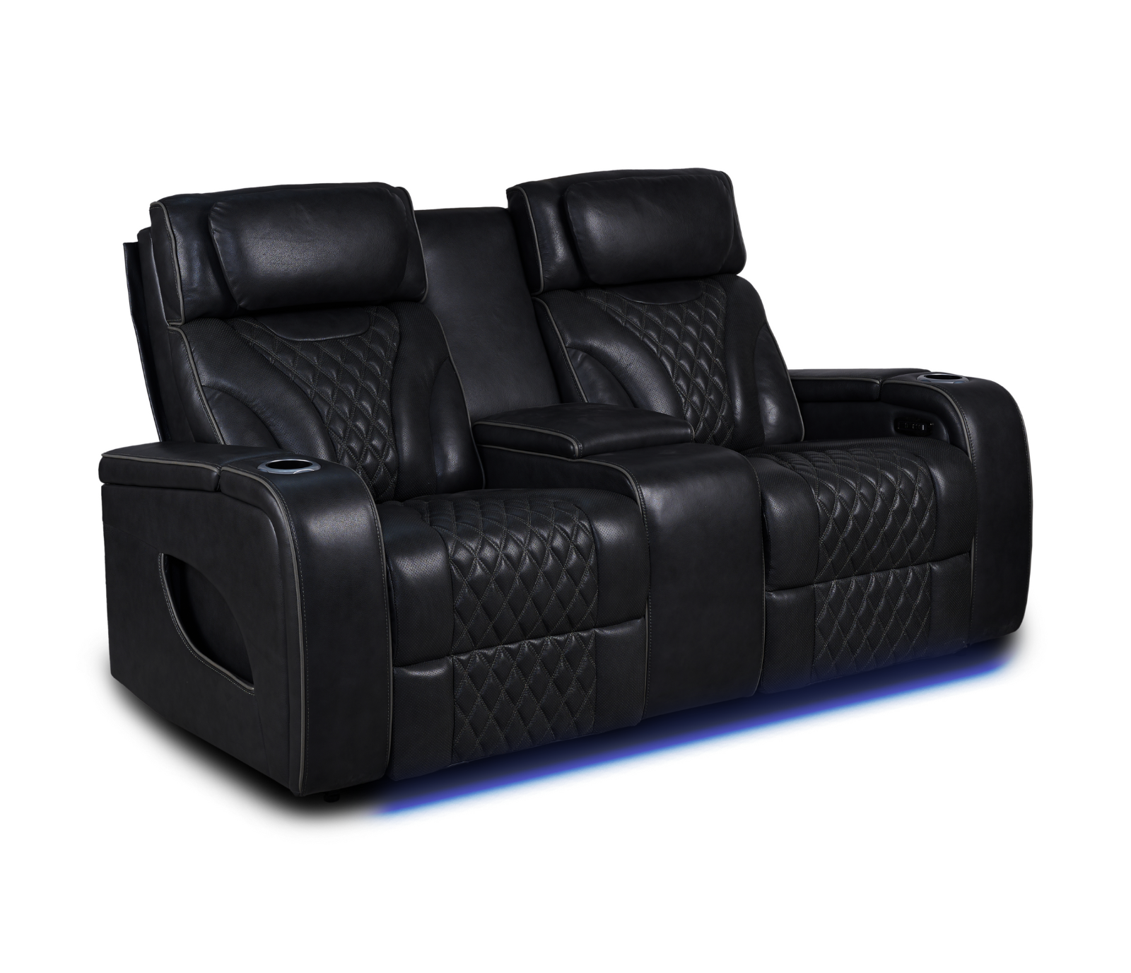 Nexus Loveseat w/ Console - Power Reclining w/ Power Headrests - Black Leather