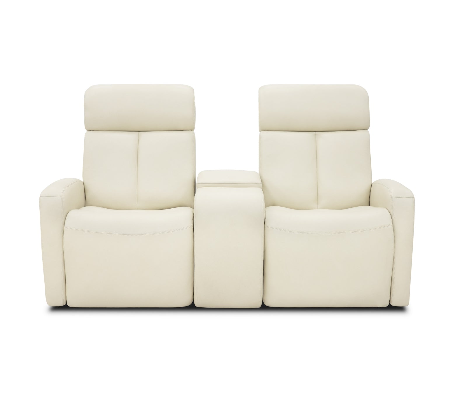 Odin Glider Loveseat w/ Console - Power Reclining w/ Manual Headrest - Pearl White Leather