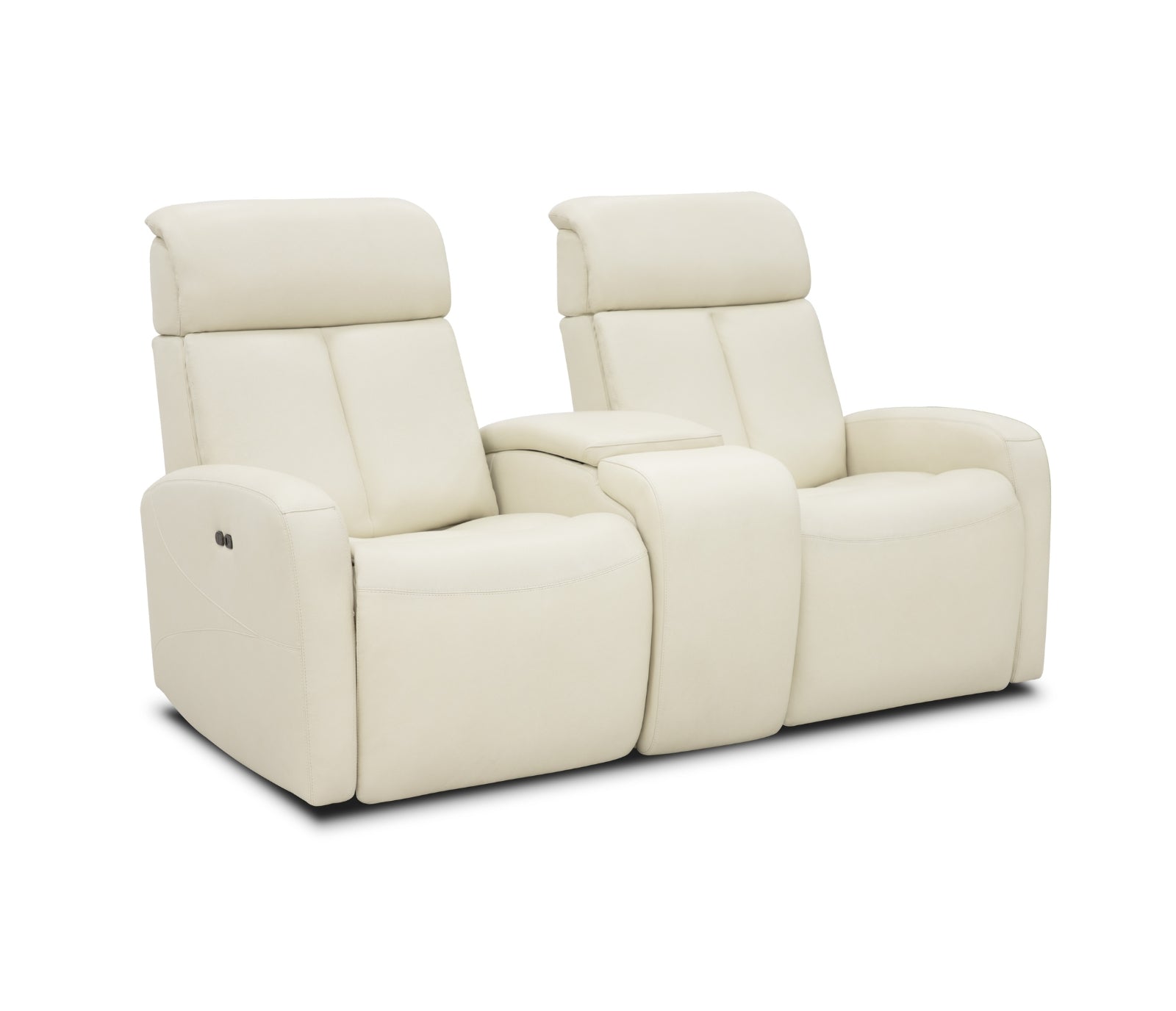Odin Glider Loveseat w/ Console - Power Reclining w/ Manual Headrest - Pearl White Leather