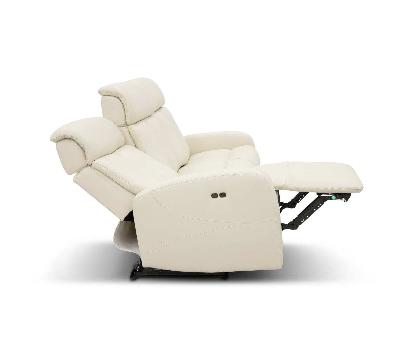 Odin Sofa - Power Reclining w/ Manual Headrest - Pearl White Leather