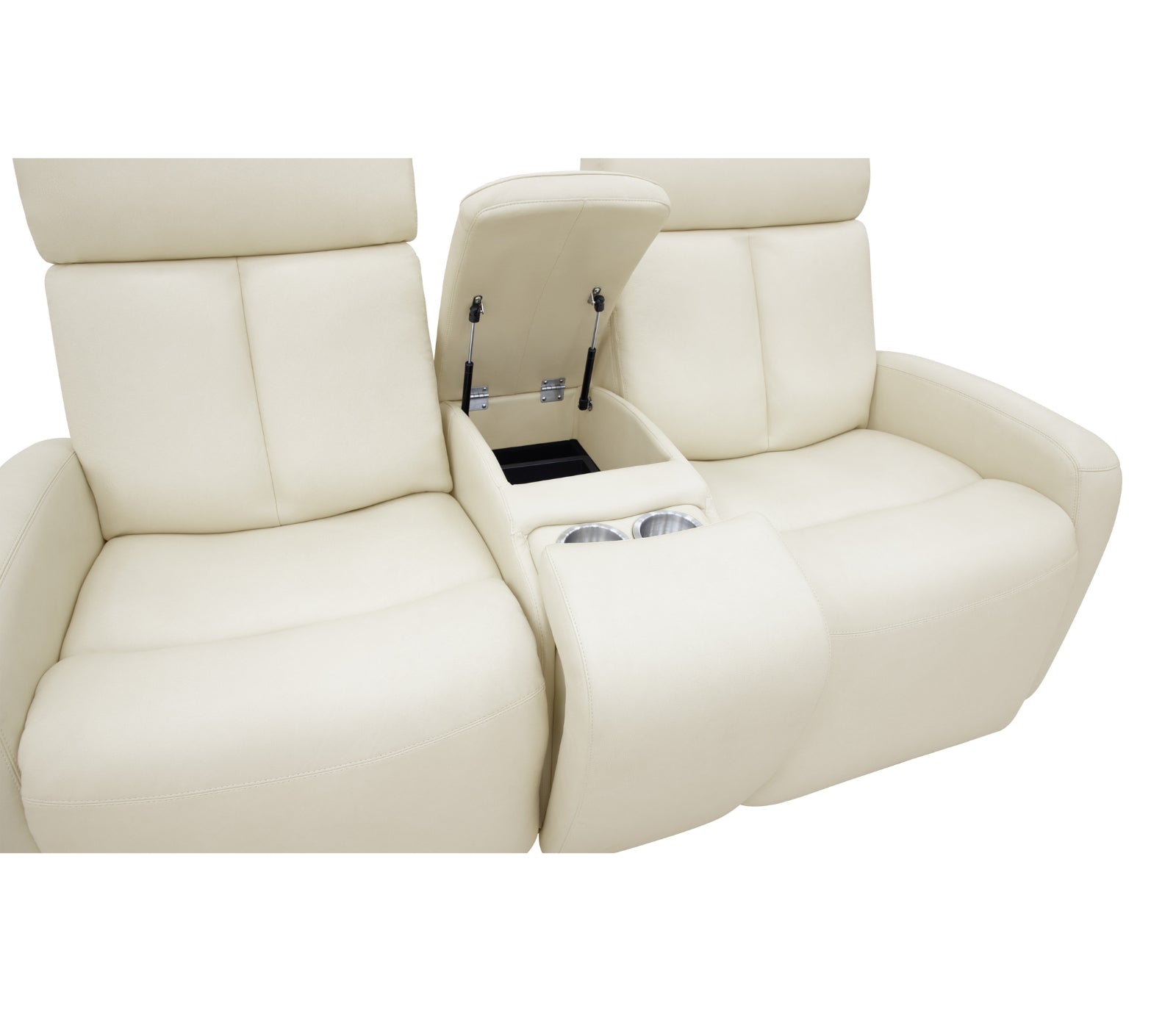 Odin Glider Loveseat w/ Console - Power Reclining w/ Manual Headrest - Pearl White Leather