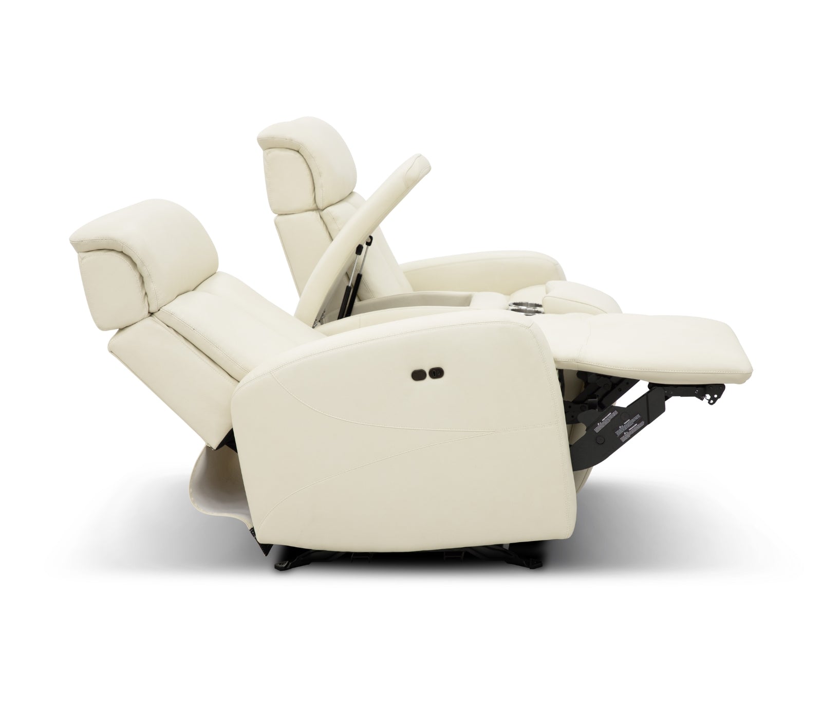 Odin Glider Loveseat w/ Console - Power Reclining w/ Manual Headrest - Pearl White Leather