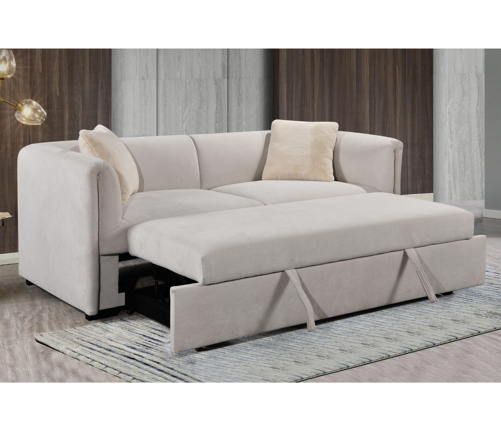 Ollie Sofa w/ Pull-Out Sleeper - Cream Fabric