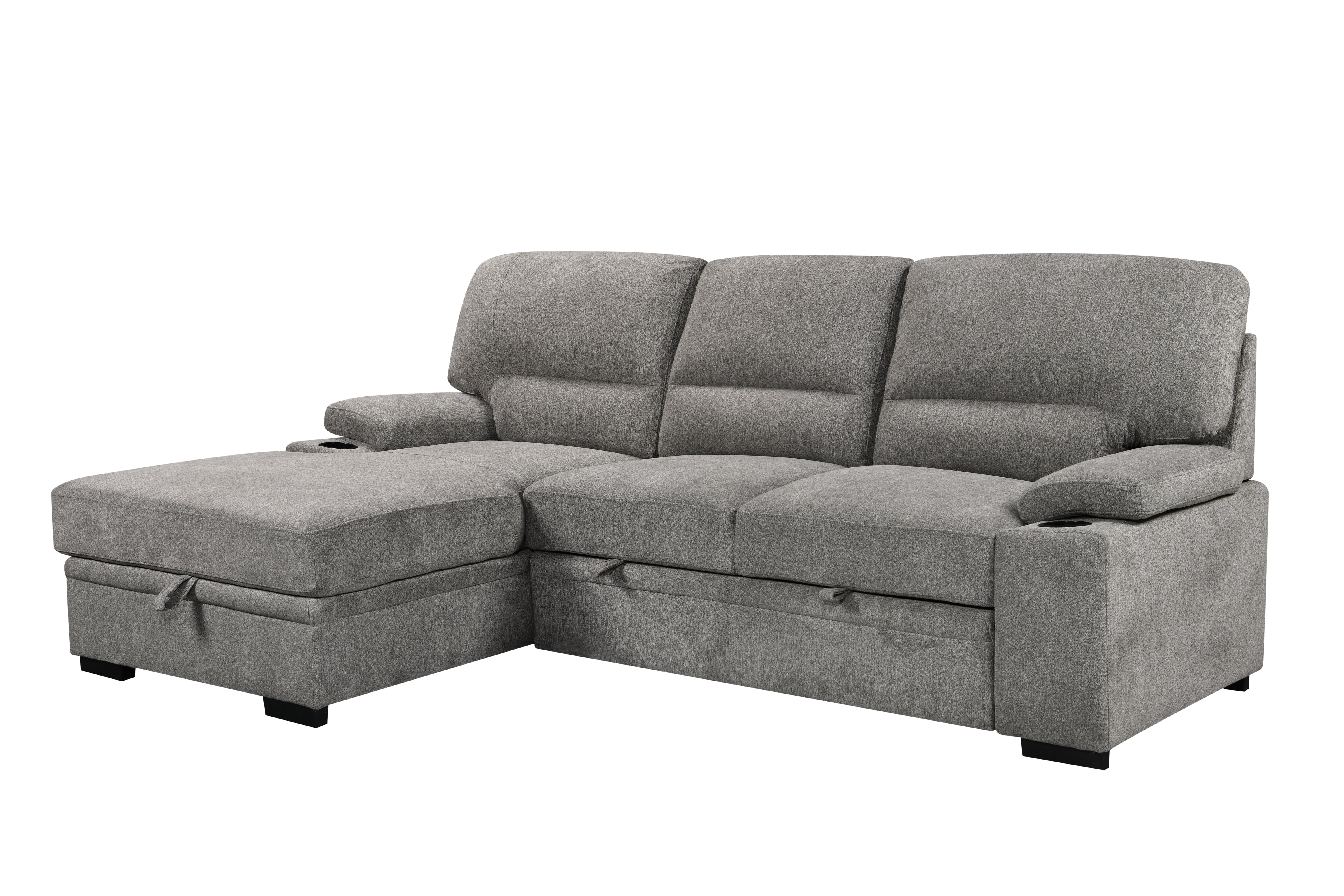 Philly 2 Piece Sectional w/ Pull-Out Sleeper - Ash Fabric