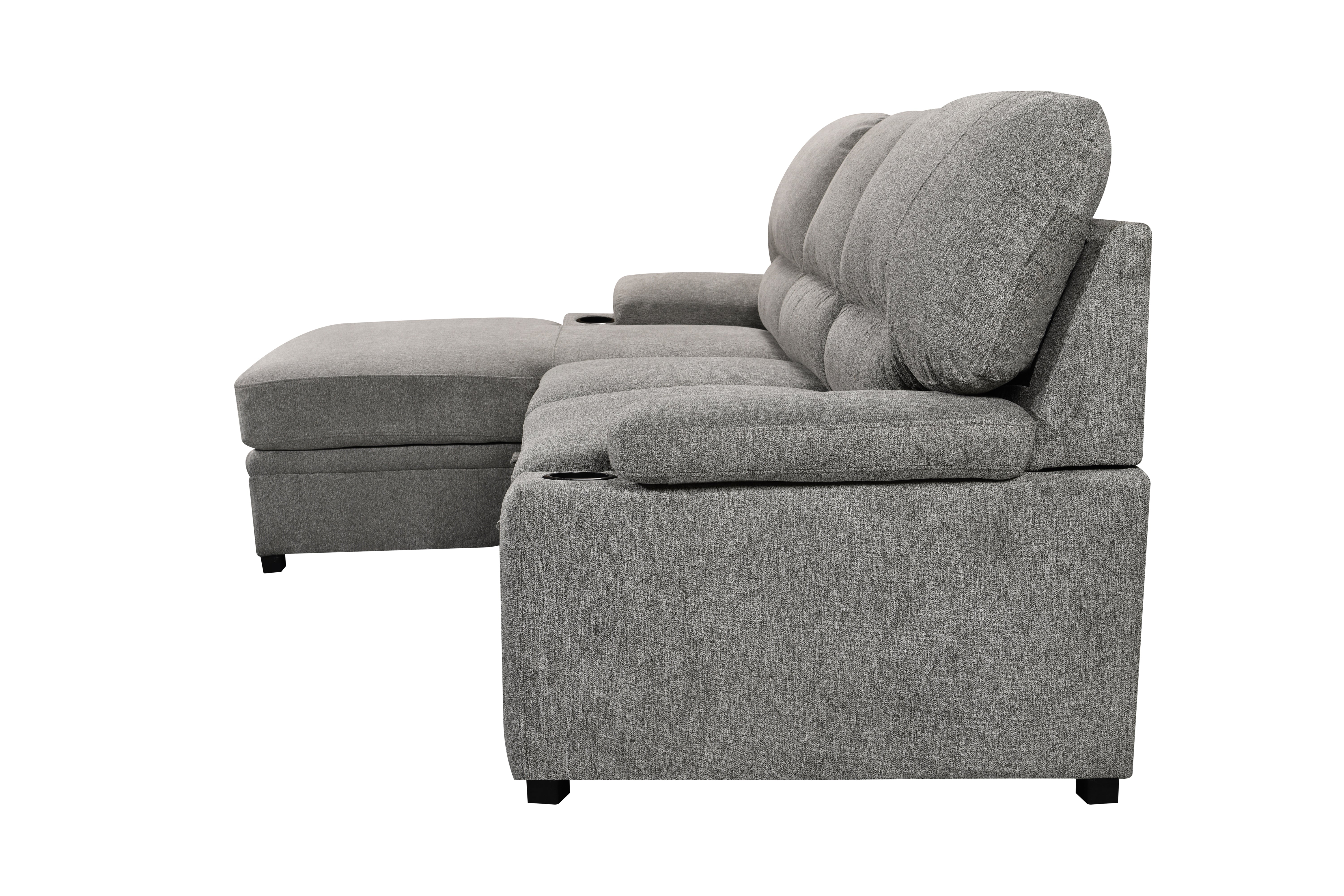 Philly 2 Piece Sectional w/ Pull-Out Sleeper - Ash Fabric