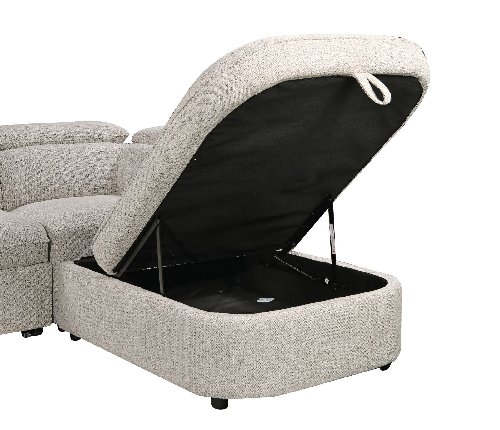 Preston 3 Piece Sectional w/ Pull-Out Sleeper - Pebble Fabric