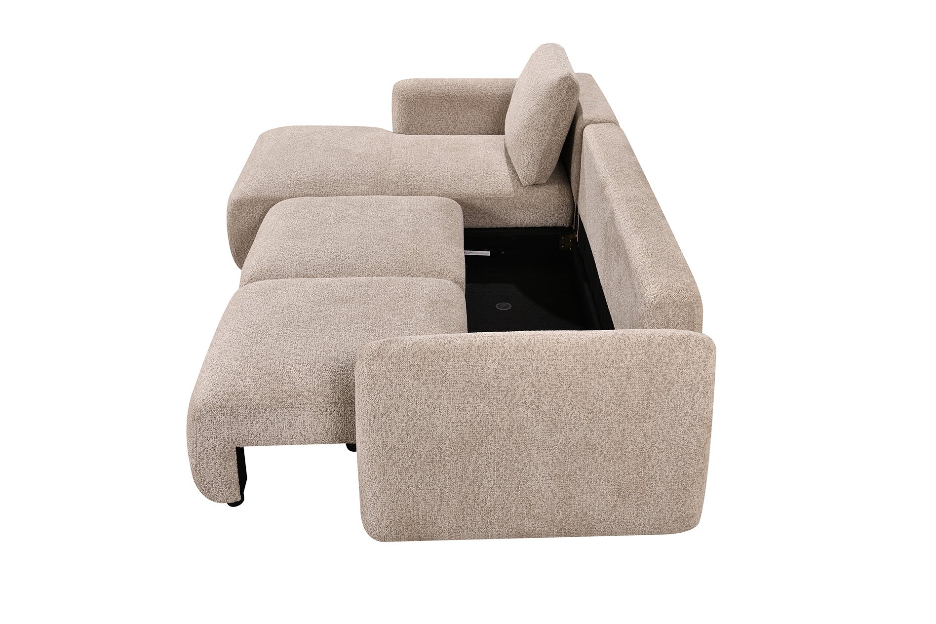 Prime 3 Piece Sectional w/ Pull-Out Sleeper - Mushroom Fabric