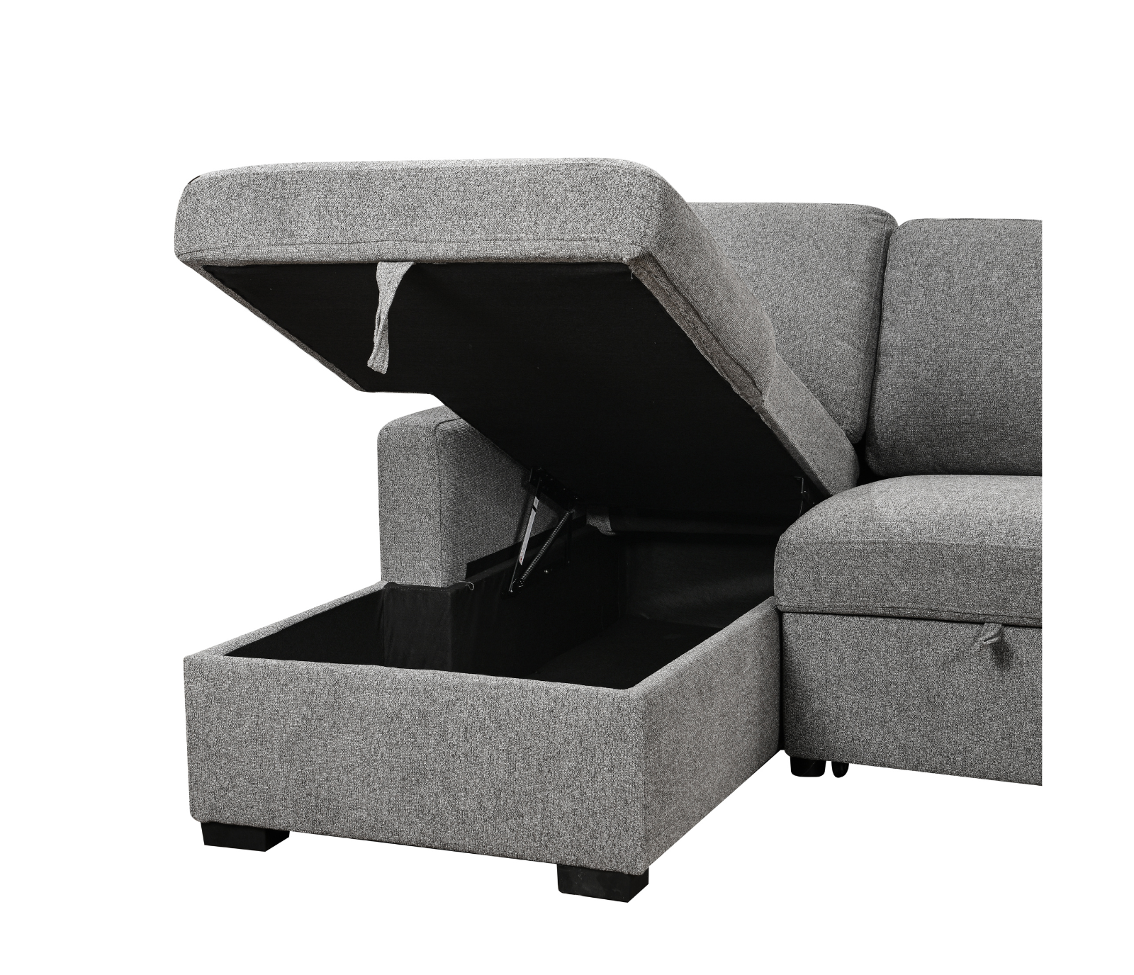 Rhea 2 Piece Sectional w/ Pull-Out Sleeper - Charcoal Fabric