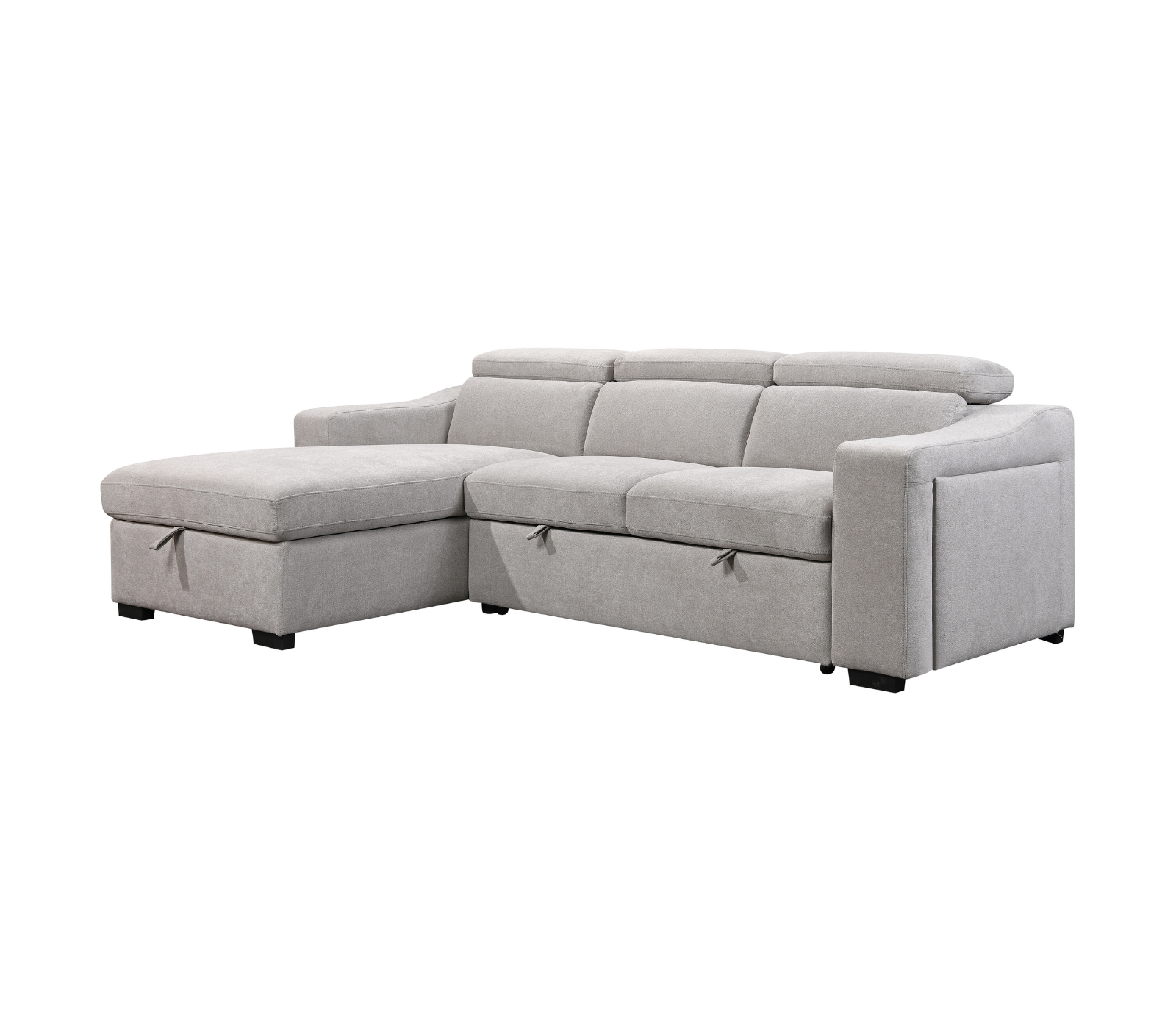 Roxy 2 Piece Sectional w/ Pull-Out Sleeper - Light Taupe Fabric