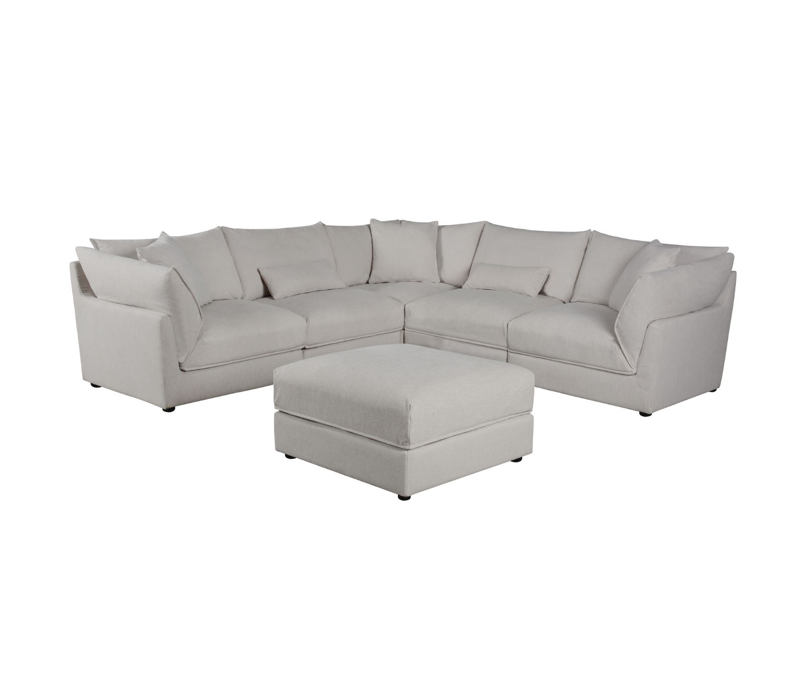 Royce 5 Piece Sectional - Cream Fabric