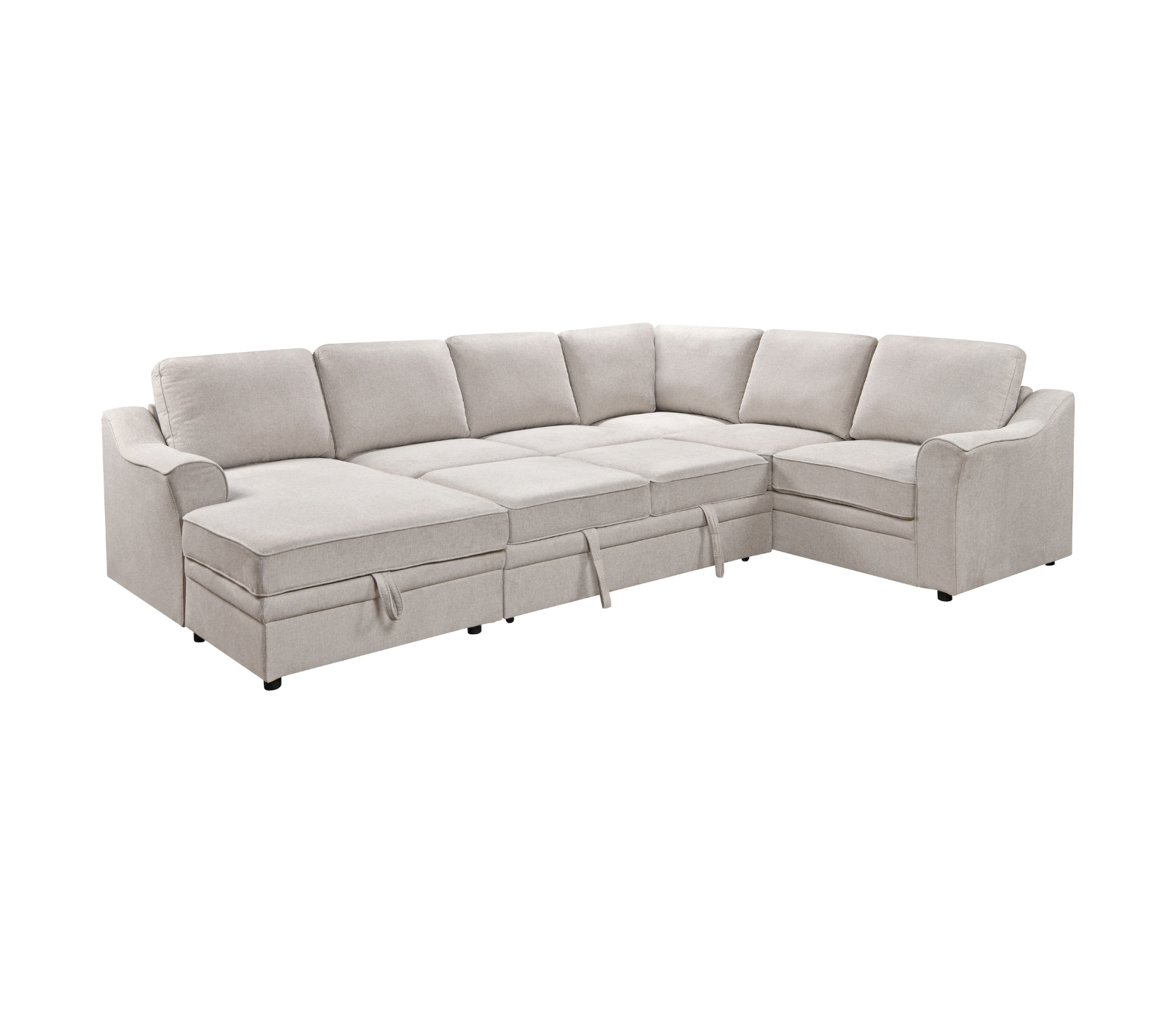Sarena 4 Piece Sectional w/ Pull-Out Sleeper - Beige Fabric
