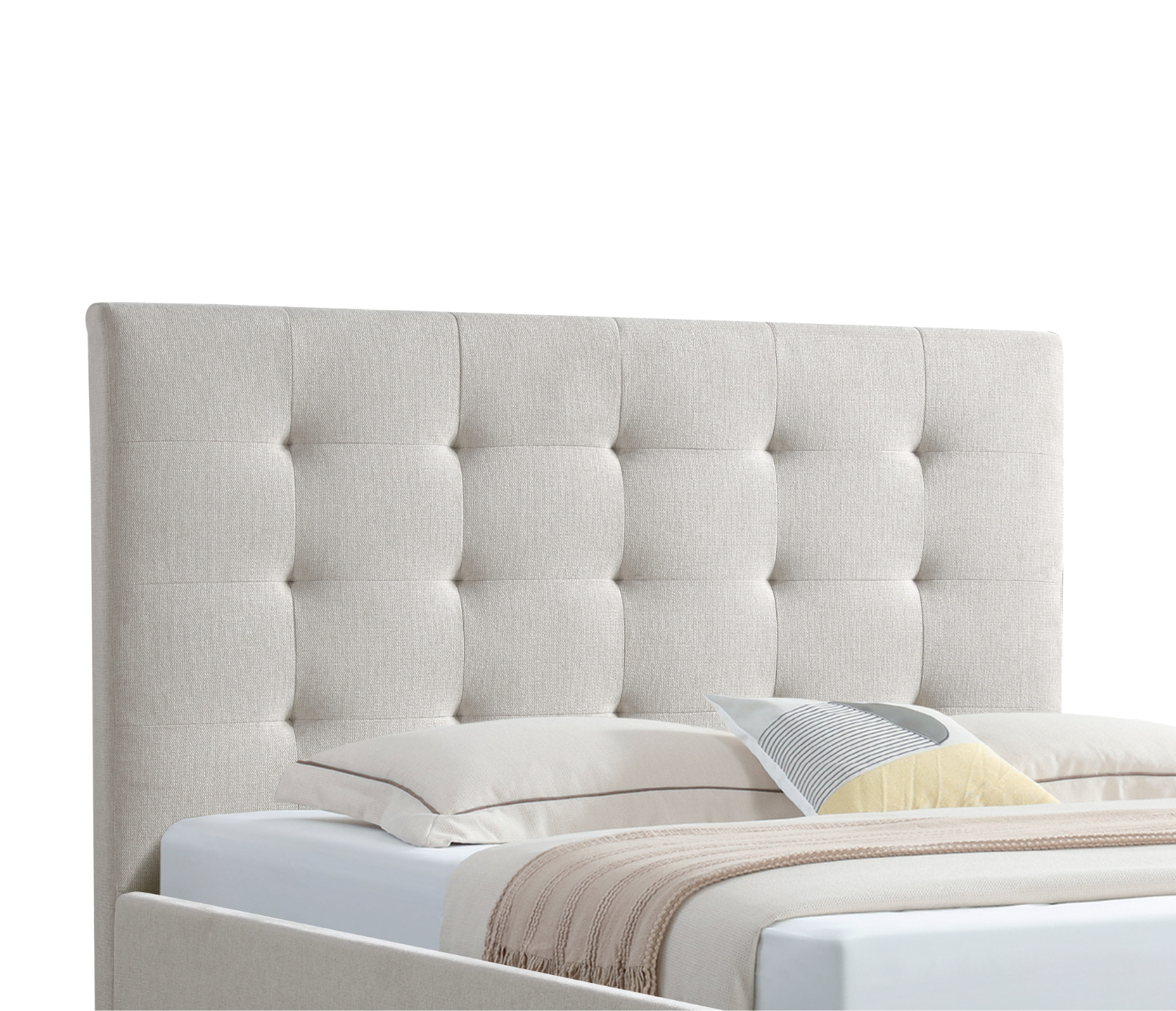 Savoy Upholstered Bed w/ Lift Storage - Beige Fabric