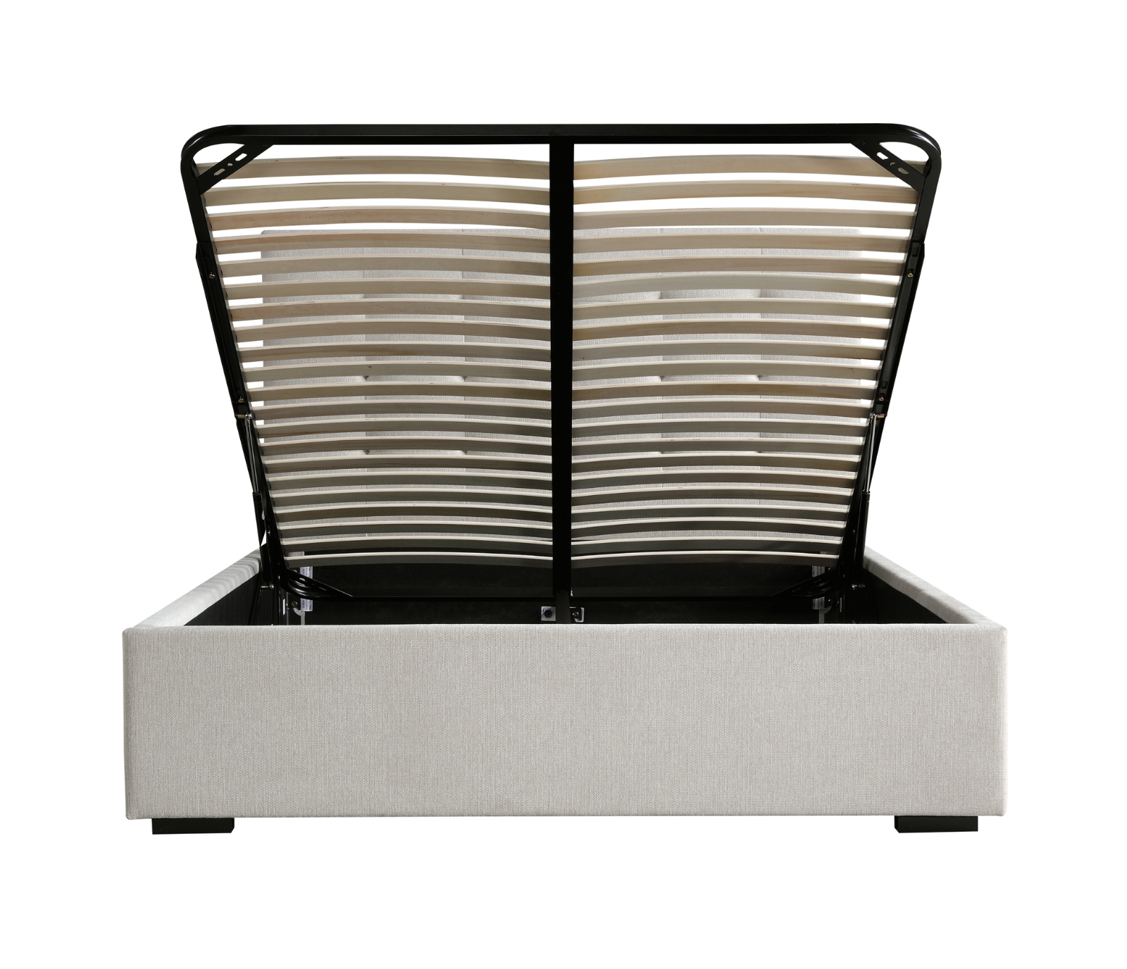 Savoy Upholstered Bed w/ Lift Storage - Beige Fabric