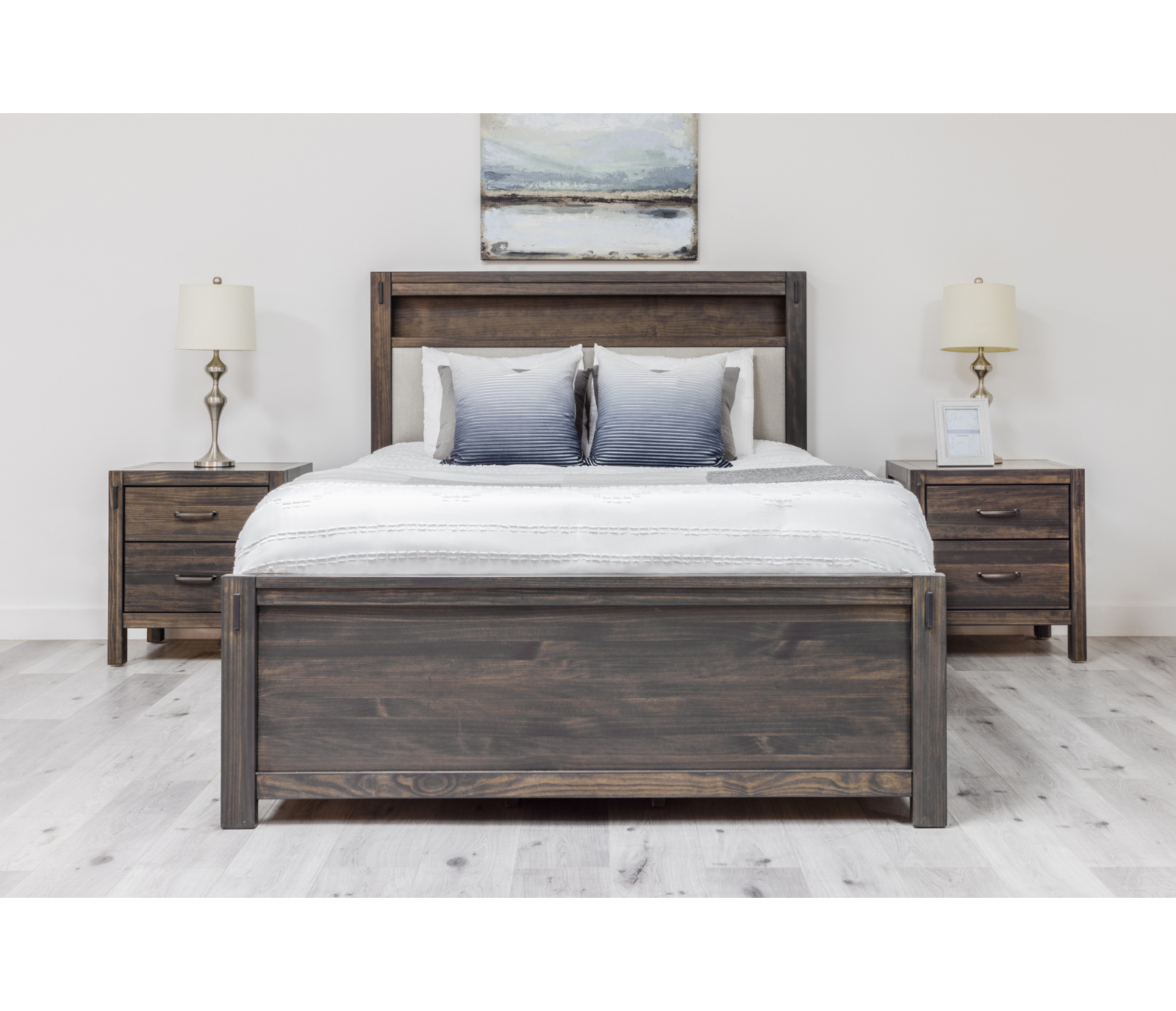 Stella Upholstered Storage Bed w/ LED Lights - Charcoal - Custom