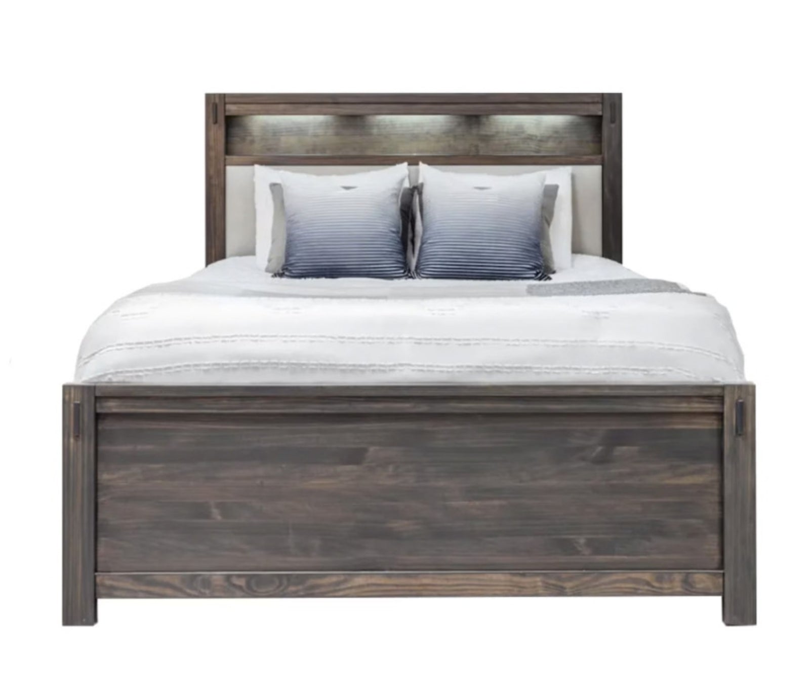 Stella Upholstered Storage Bed w/ LED Lights - Charcoal - Custom
