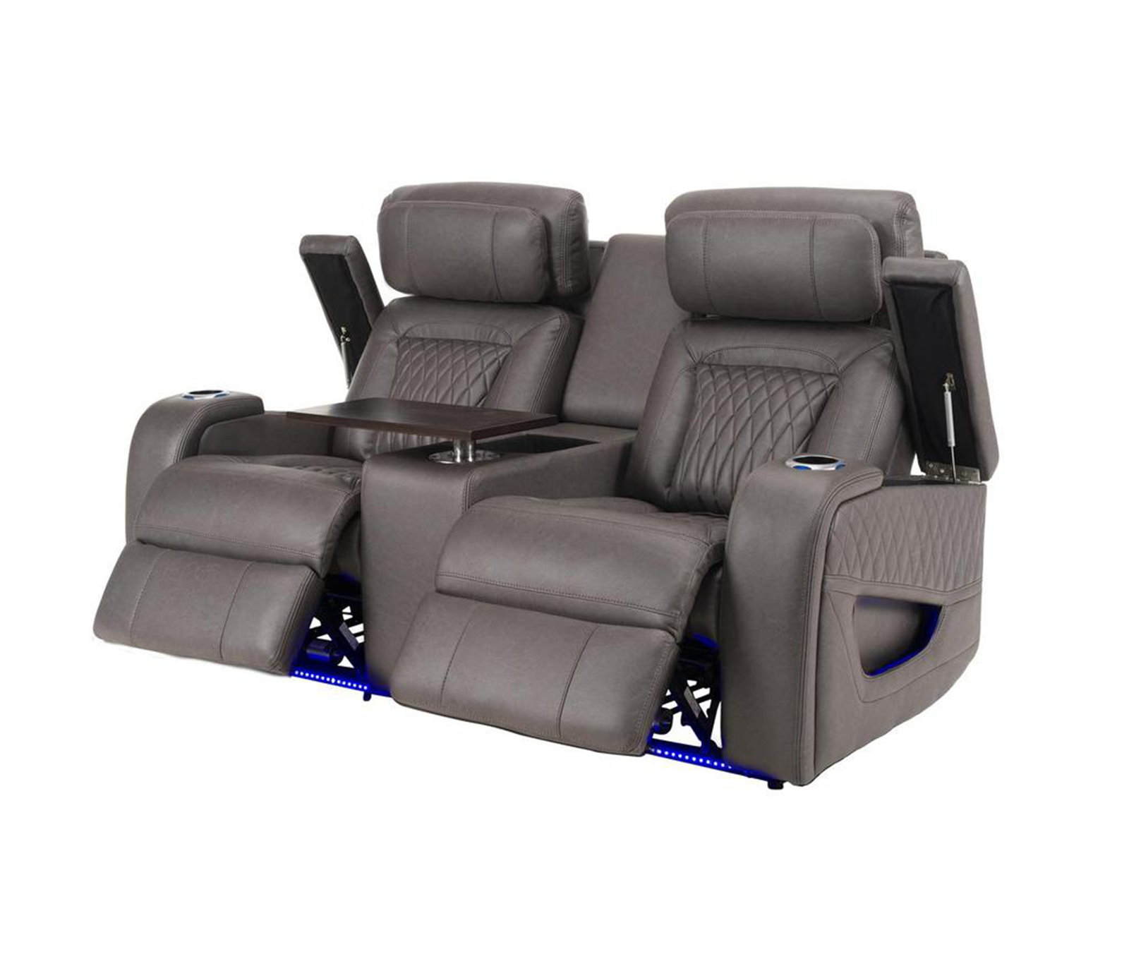 Monza Loveseat w/ Console - Triple Power & Massage - Grey Fabric