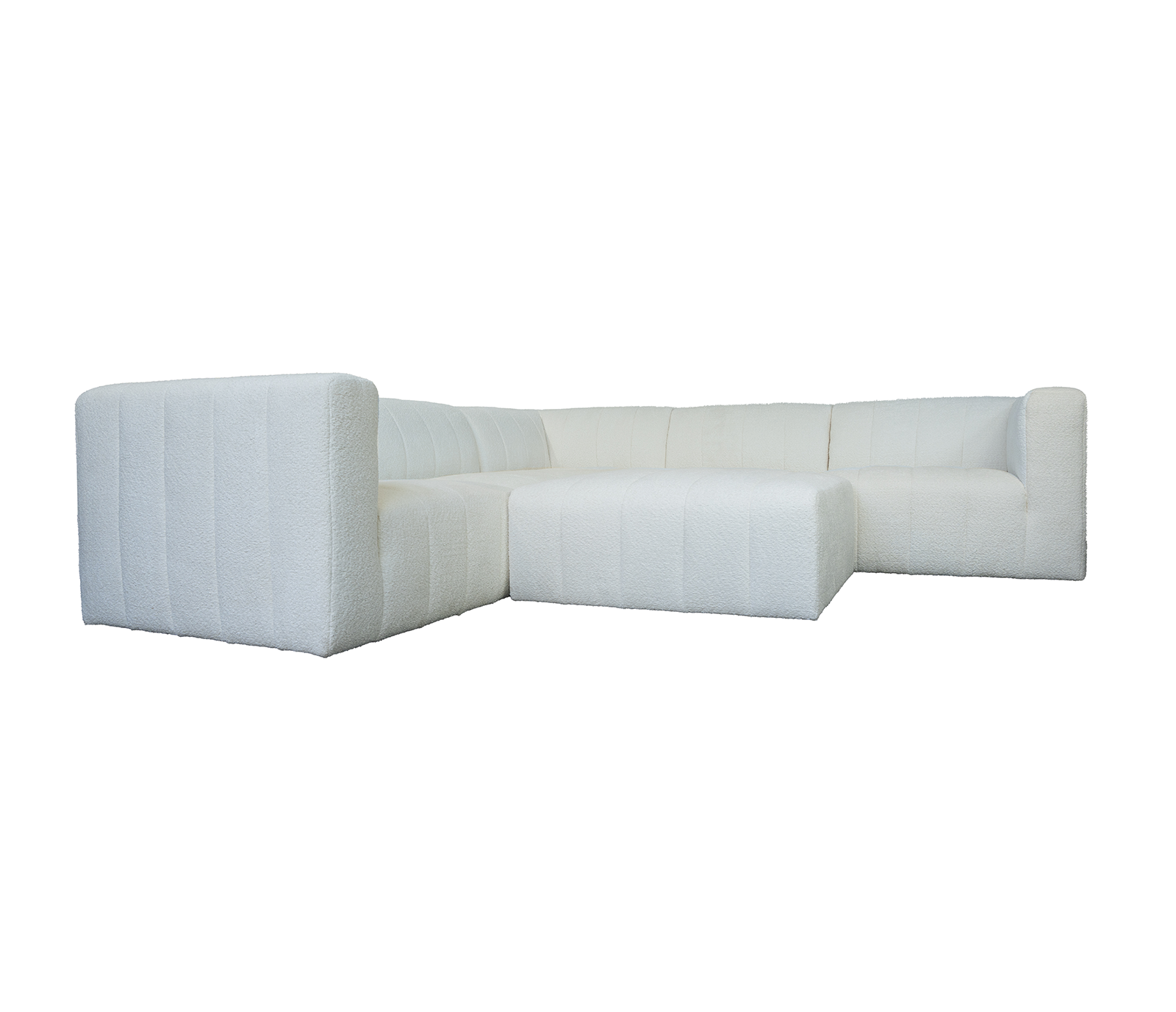 Lauren 5 Piece Sectional - Ivory Boucle Fabric
