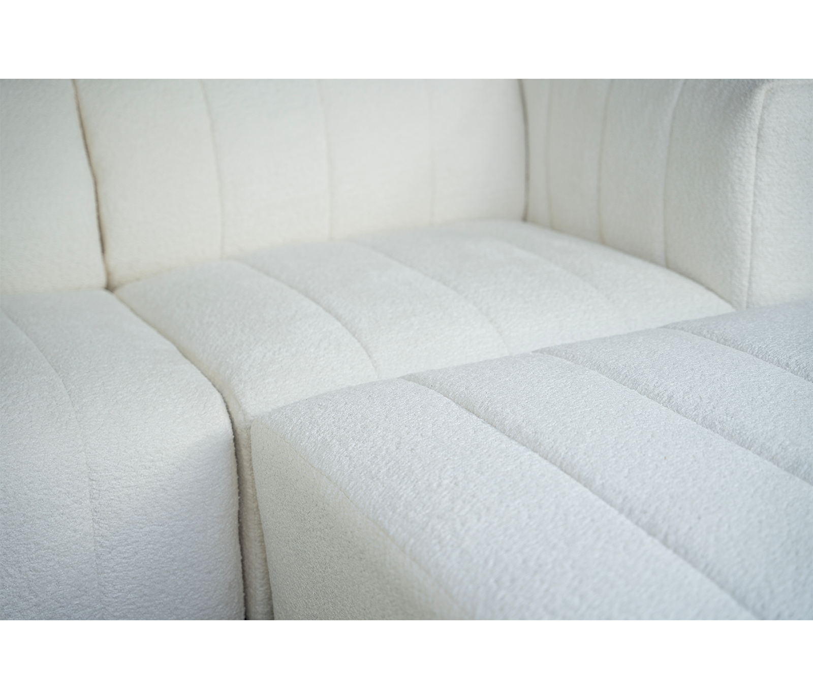 Lauren 5 Piece Sectional - Ivory Boucle Fabric