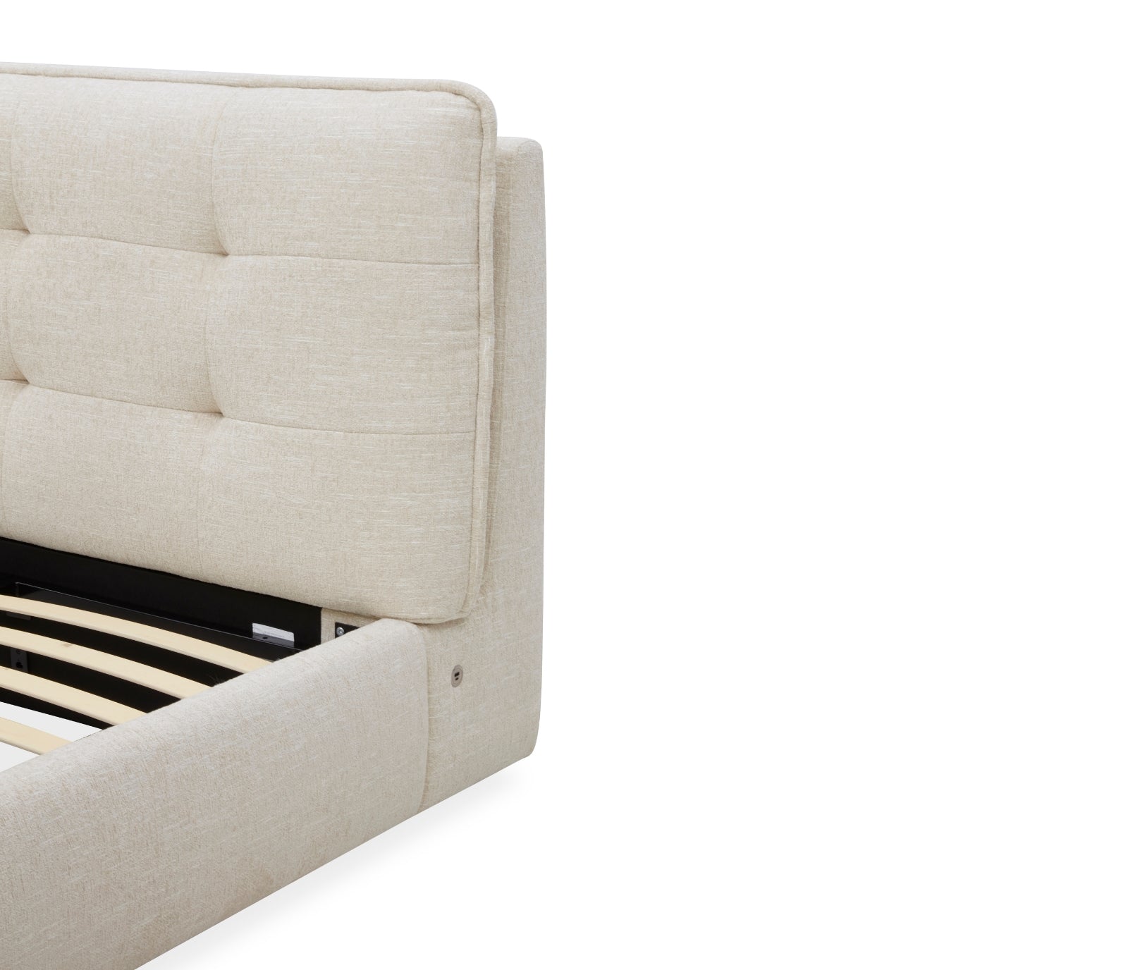 Wynn Upholstered Bed - Oat Fabric