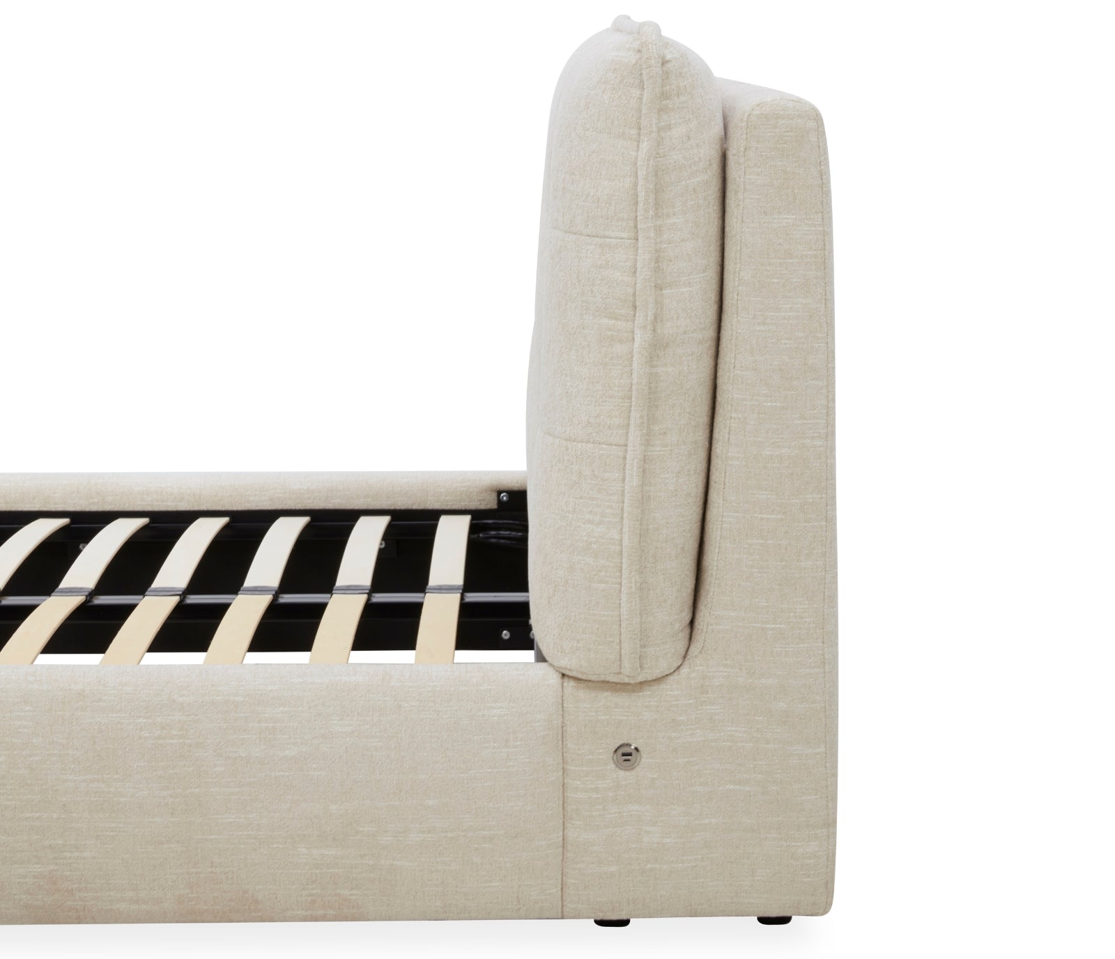 Wynn Upholstered Bed - Oat Fabric