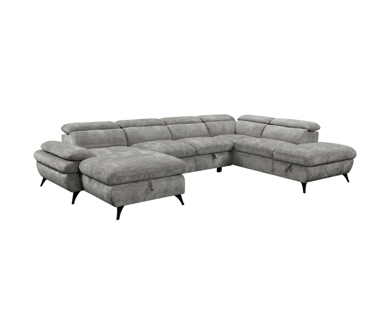 Barcelona 3 Piece Sectional w/ Pull-Out Sleeper - Grey Fabric