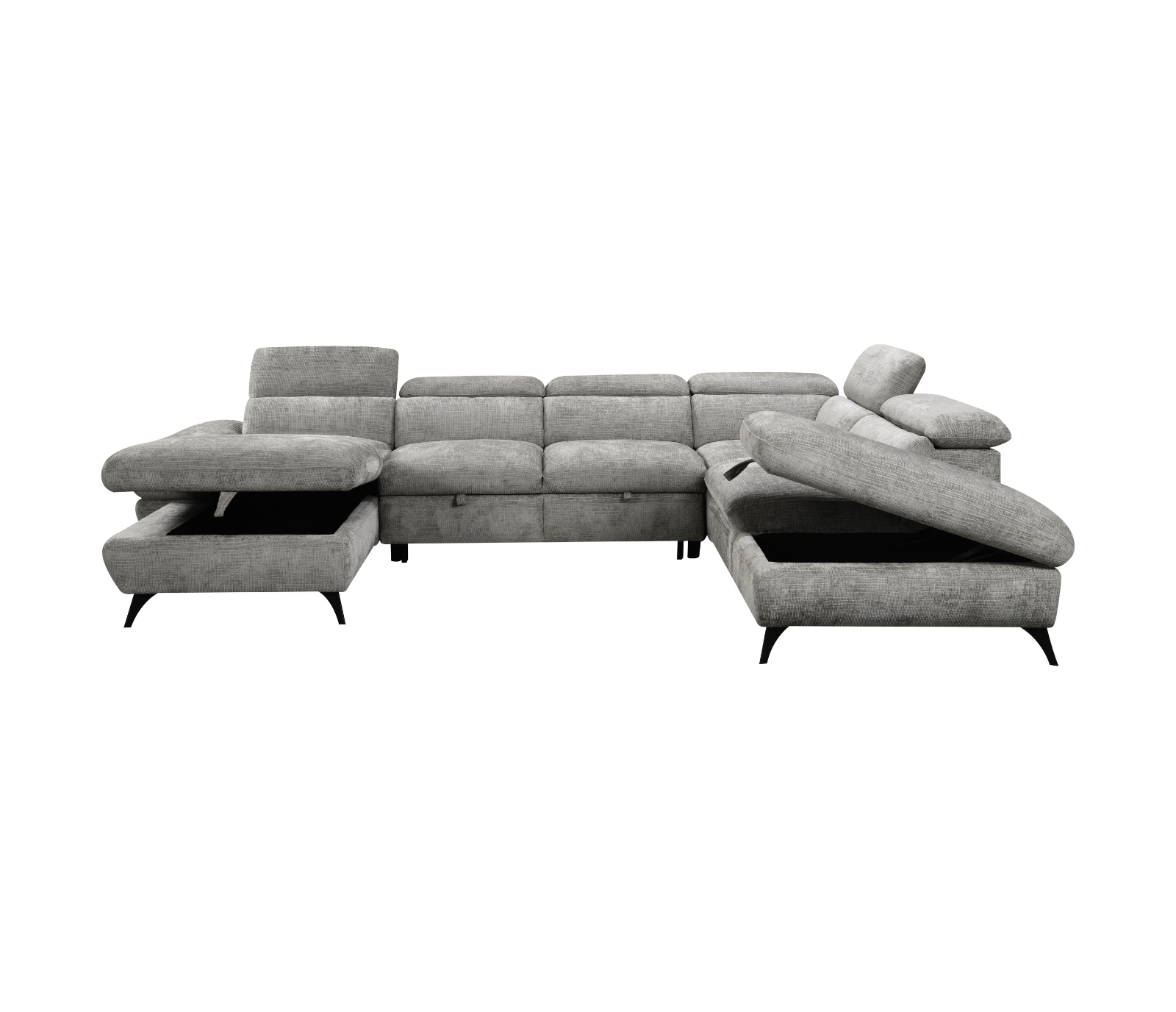 Barcelona 3 Piece Sectional w/ Pull-Out Sleeper - Grey Fabric