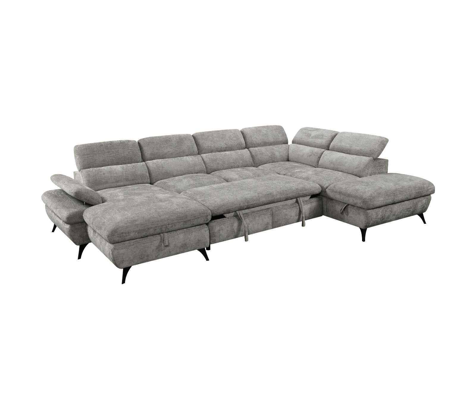 Barcelona 3 Piece Sectional w/ Pull-Out Sleeper - Grey Fabric