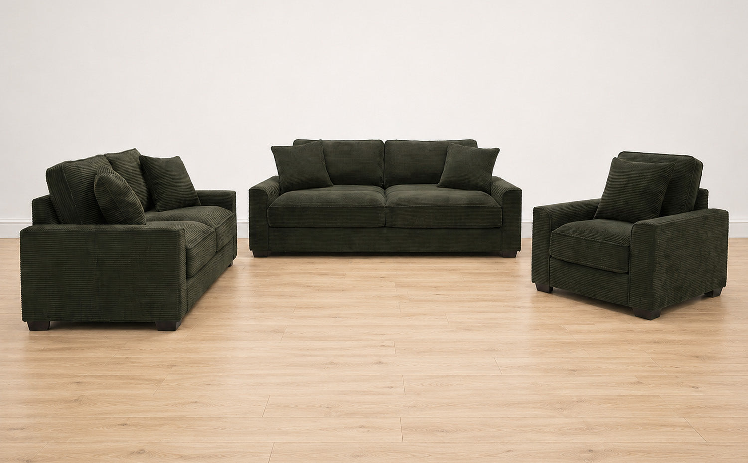 Harrow 3 Piece Sofa Set - Forest Green