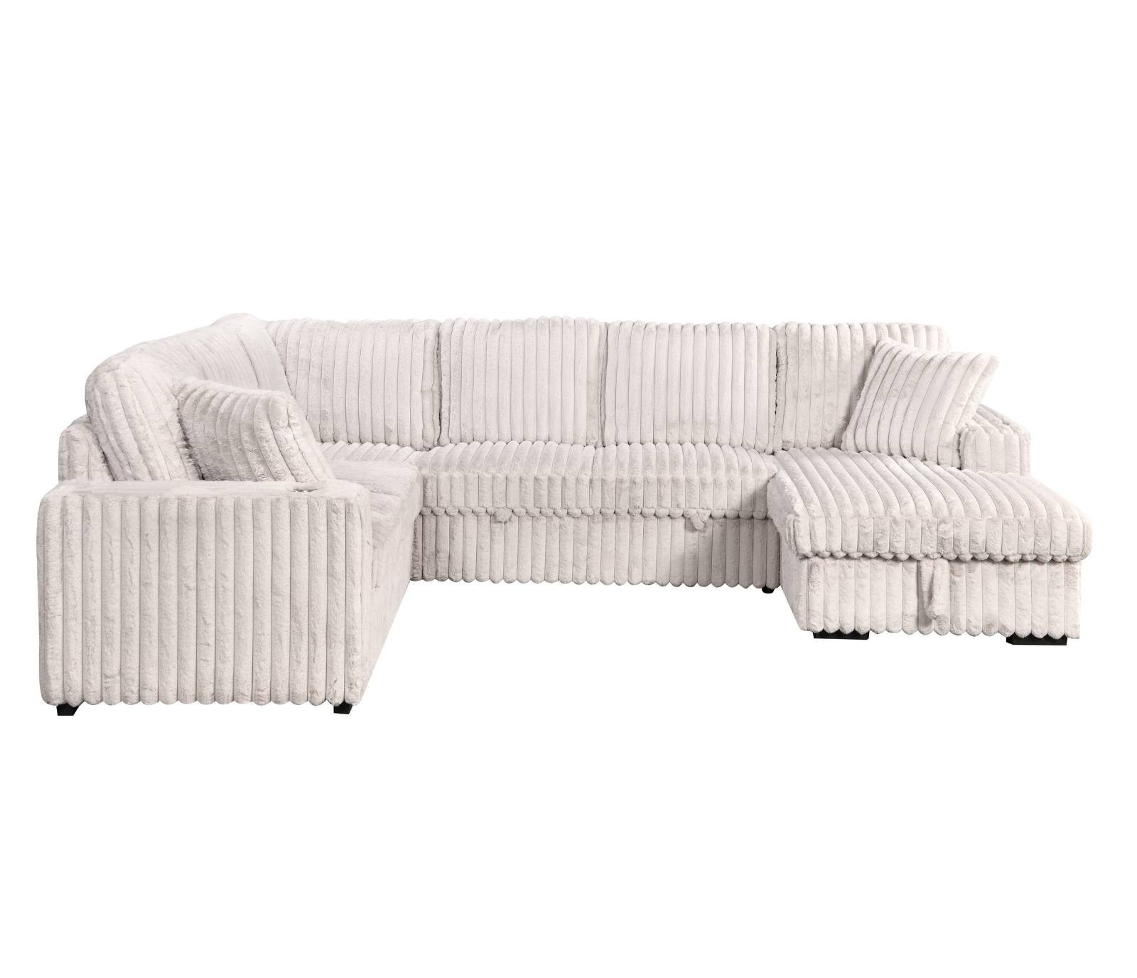 Hush 4 Piece Sectional w/ Pull-Out Sleeper - Greige Fabric