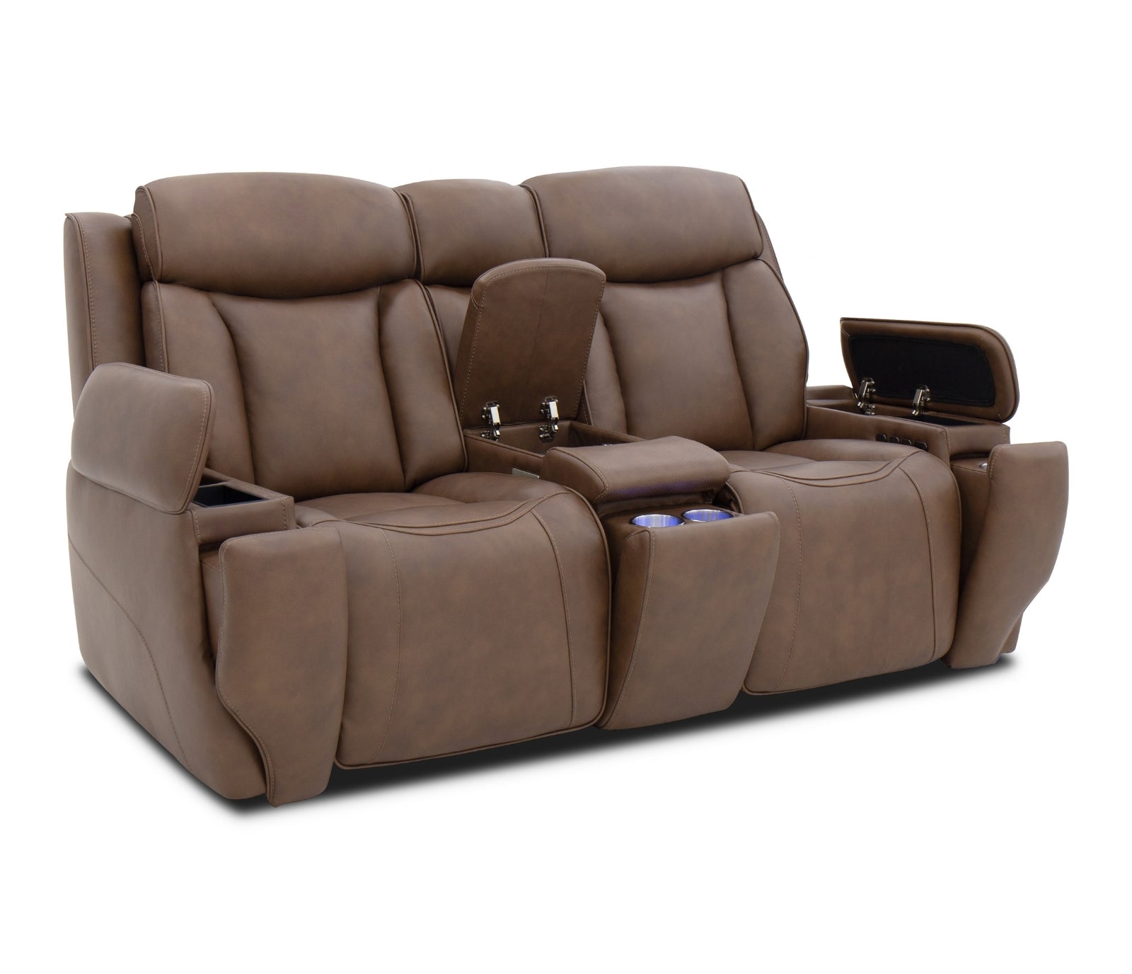 Showtime Loveseat W/ Console - Home Theatre Immersive - Chocolate Leather