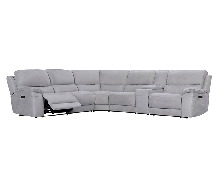 Ace 6 Piece Power Reclining Sectional - Moonshine Fabric