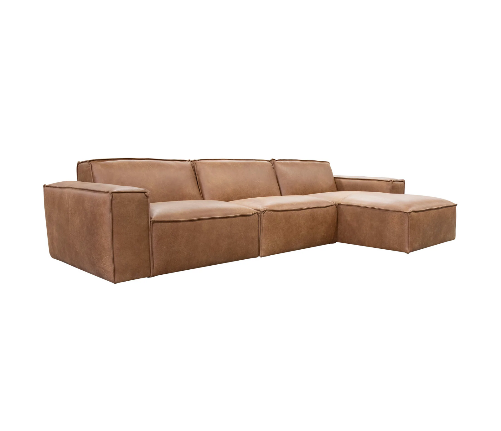 Bunny 3 Piece Sectional - Natural Cognac Leather